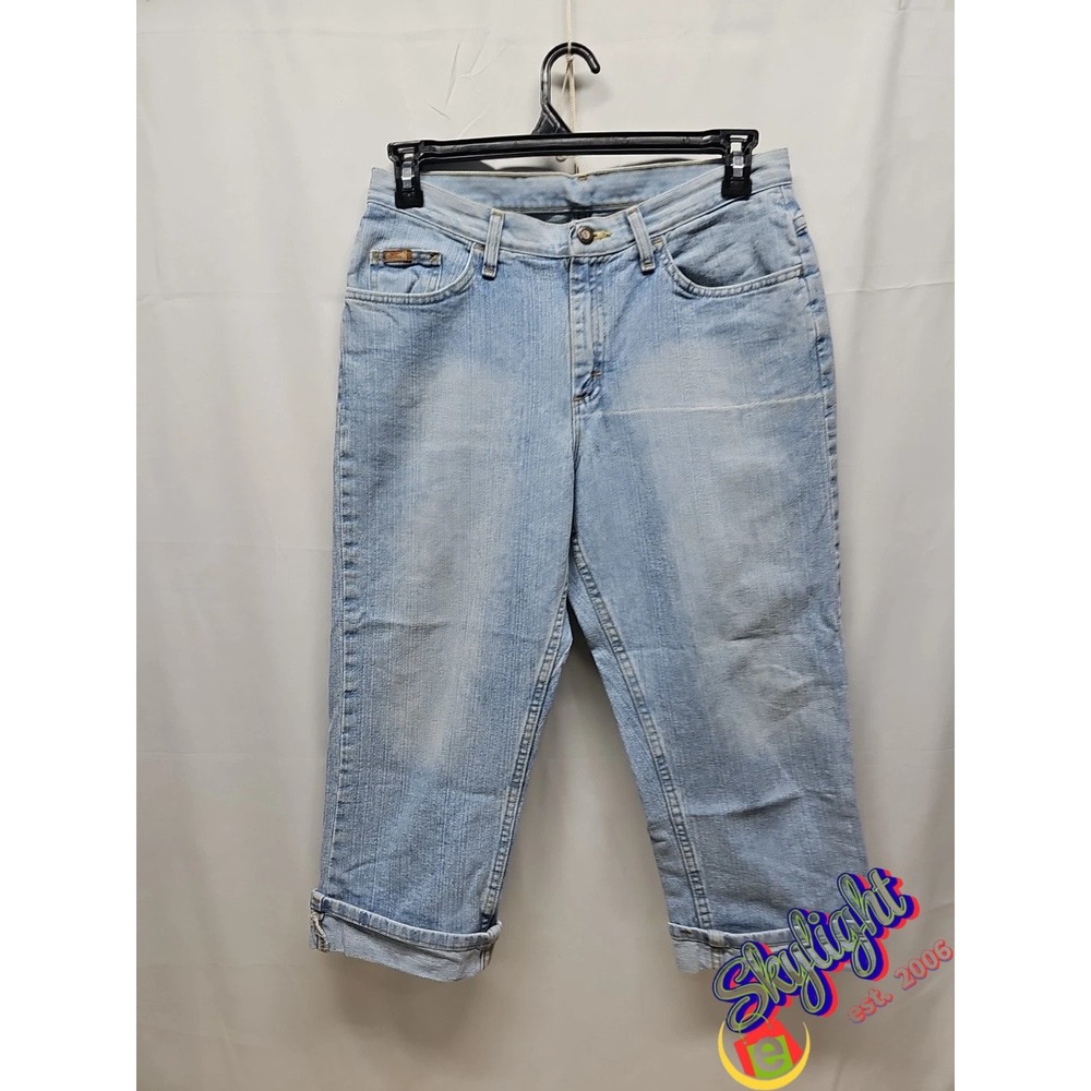 Indigo Women's Lee Riders Cuffed Crop Capri Stretch Jeans‎ Size 12 32 x 22